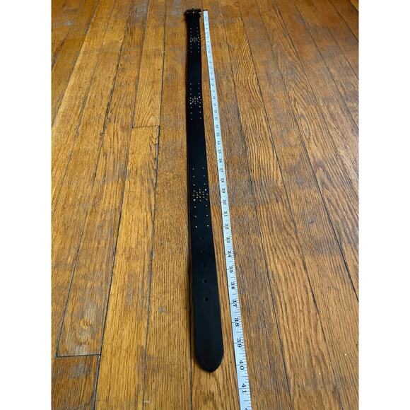 CHAPS Black Leather Brass Studded Belt Women sz M - Picture 12 of 14